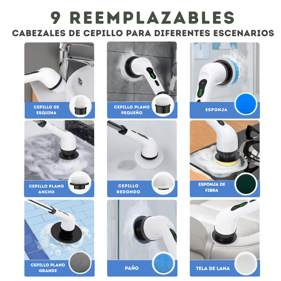 SPINOVA9 | LIMPIADOR ELÉCTRICO INALÁMBRICO – PACK COMPLETO 9 EN 1
